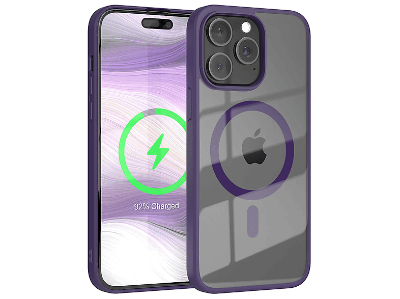 EAZY CASE Clear Cover mit MagSafe, Bumper, Apple, iPhone 15 Pro Max, Violett