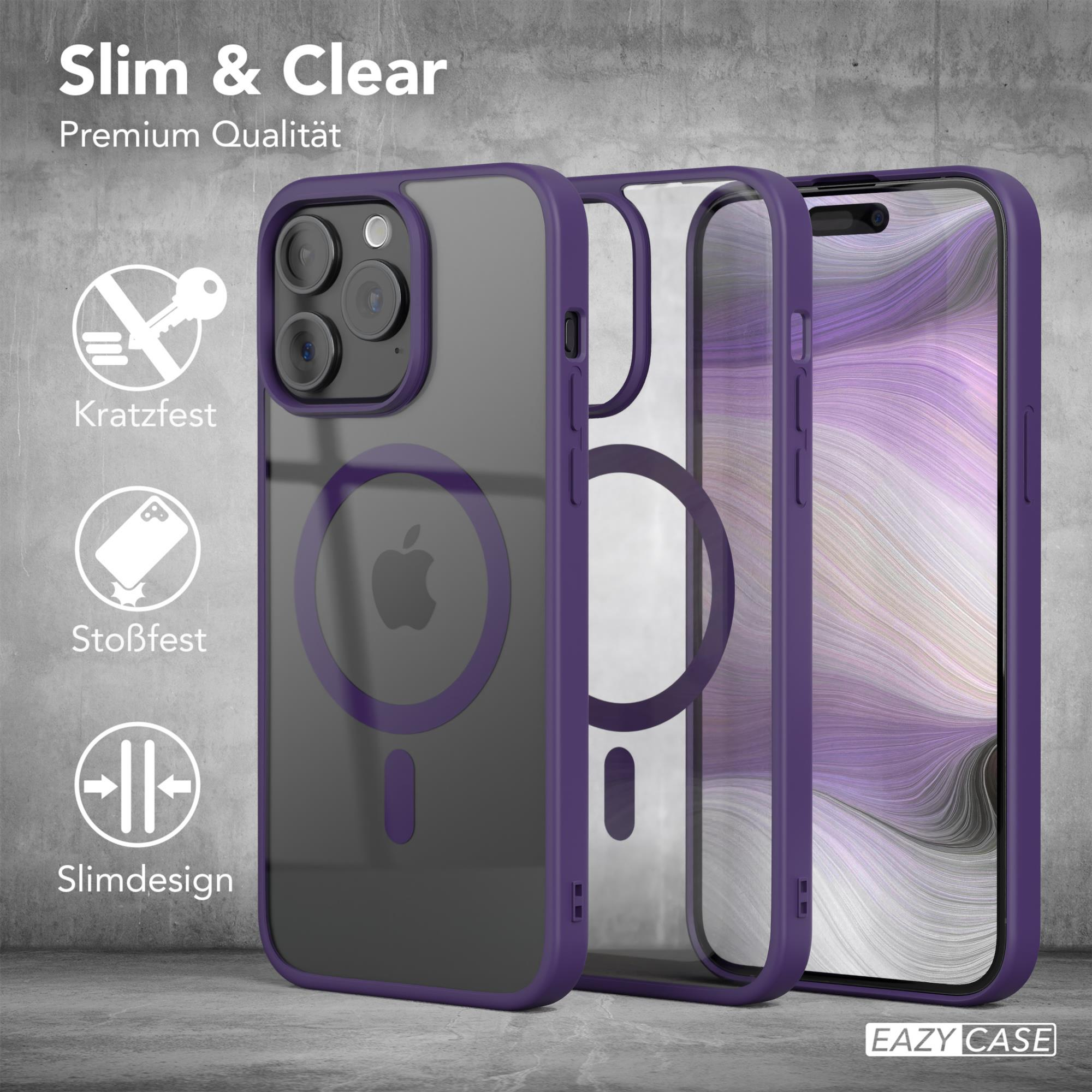 EAZY CASE Clear Cover mit Pro 15 Violett Apple, MagSafe, Bumper, Max, iPhone
