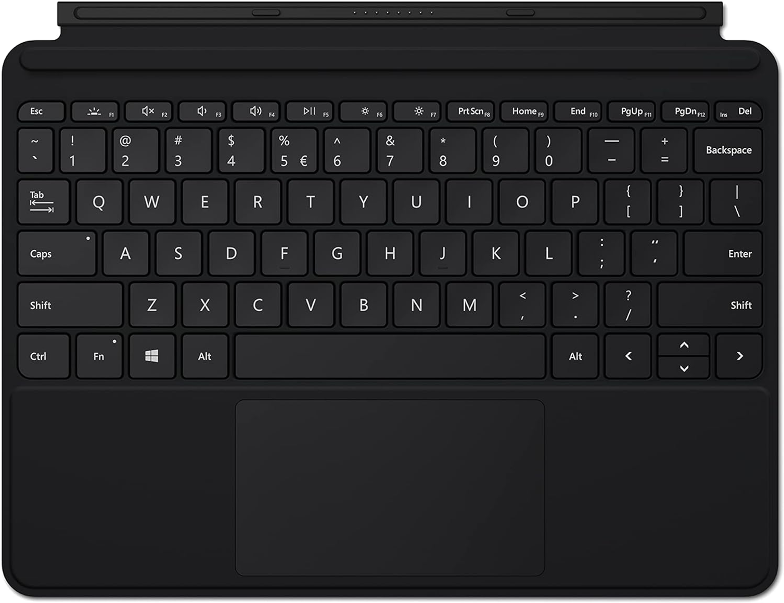 Tastiera nera con touchpad. Tasti e touchpad sono visibili.