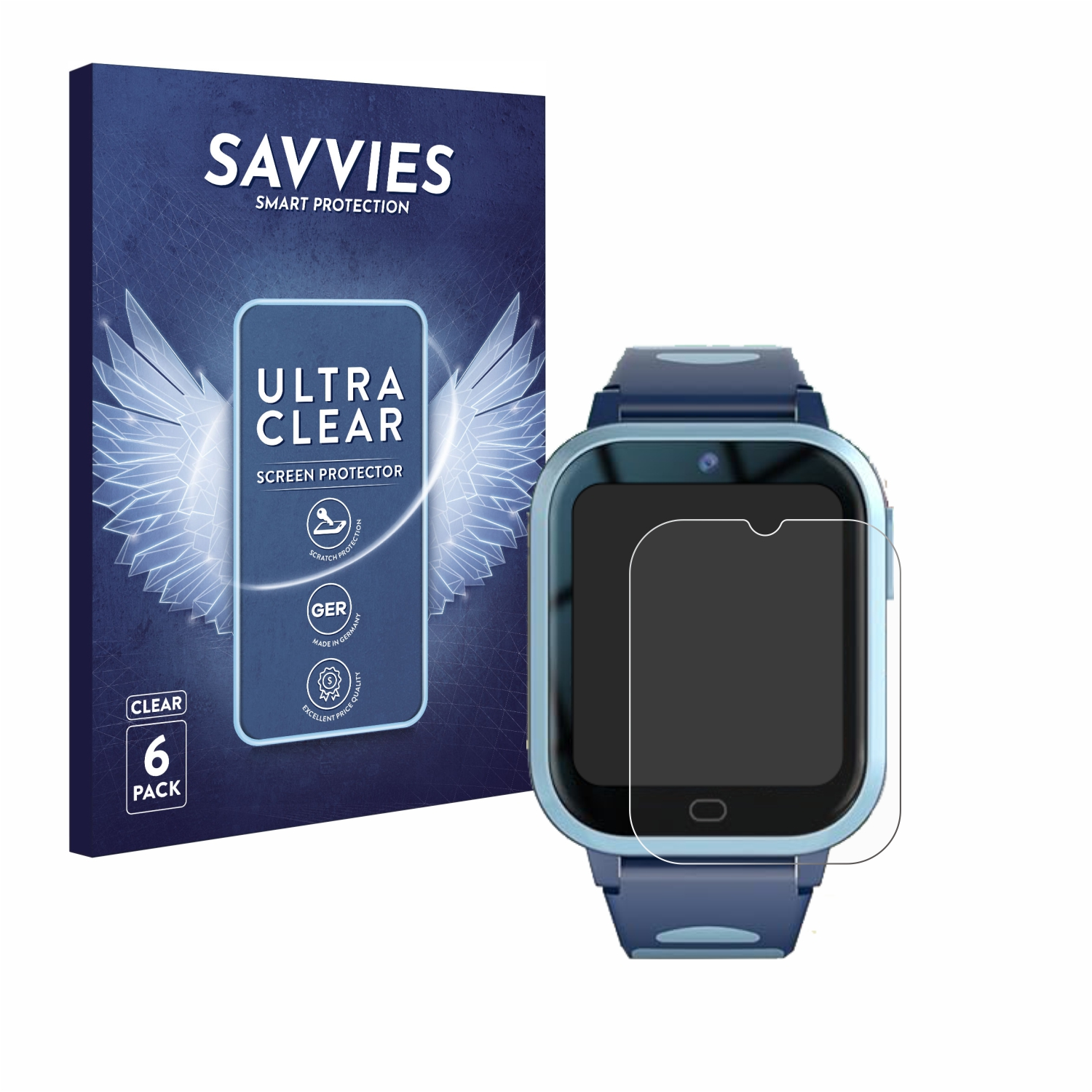 SAVVIES 6x klare Schutzfolie(für Smartwatch 4G Fitonme 2023)
