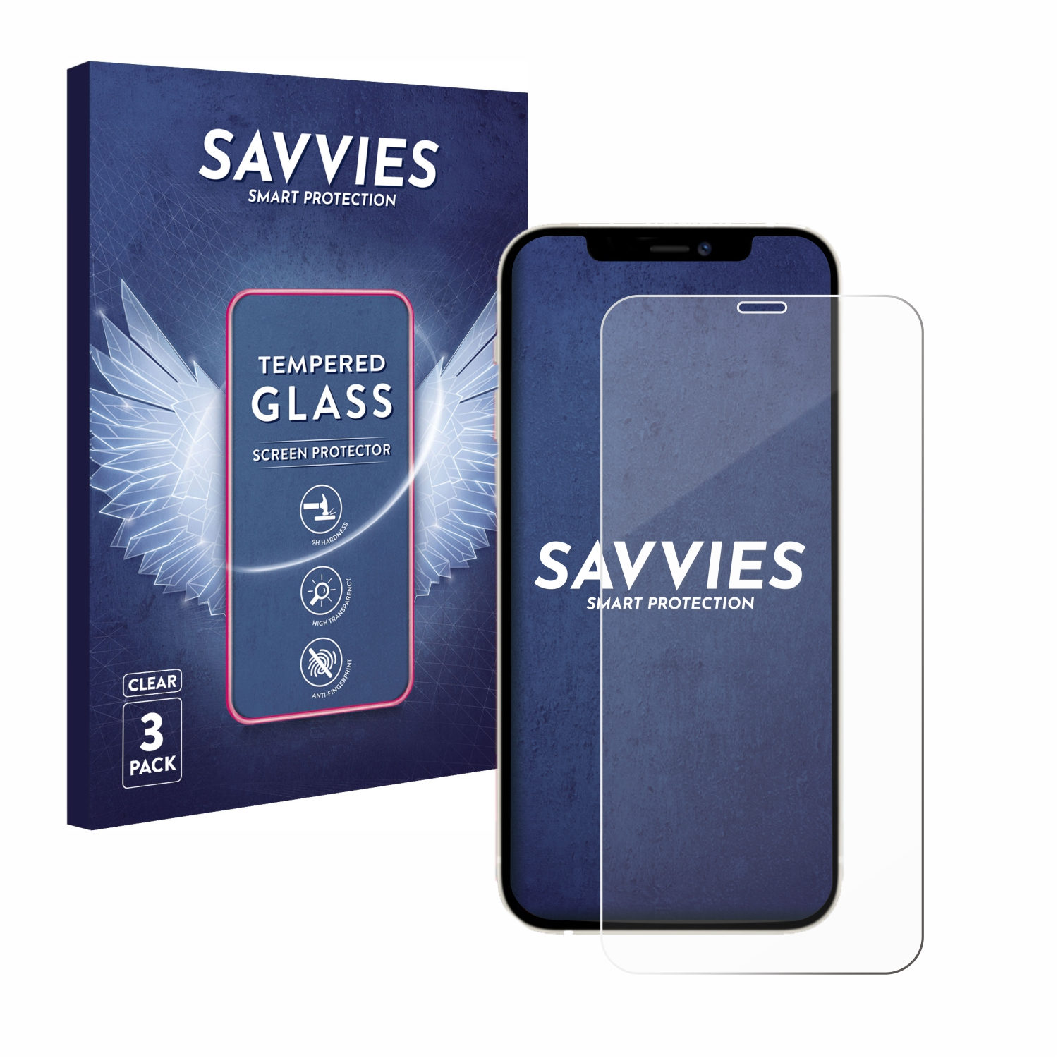 12 Pro) Apple klares SAVVIES iPhone 3x 9H Schutzglas(für