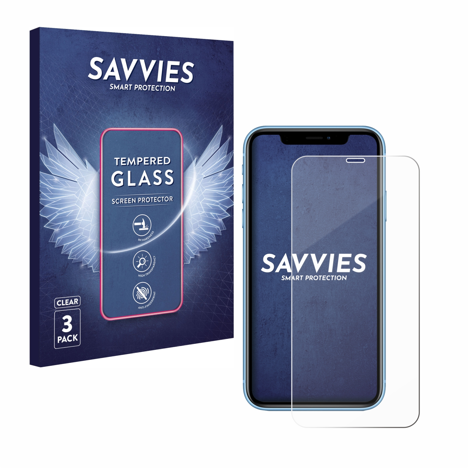 SAVVIES 3x 9H klares Schutzglas(für XR) Apple iPhone
