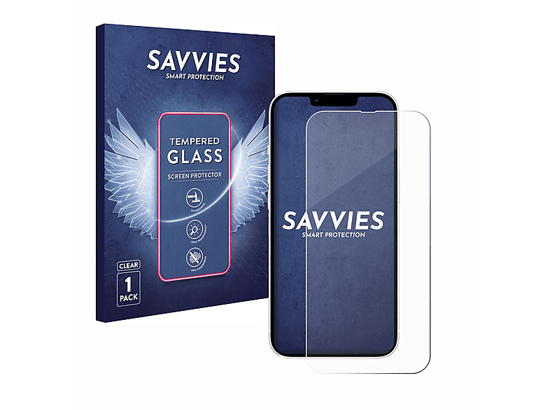 SAVVIES 9H klares Schutzglas(für Apple iPhone 13)