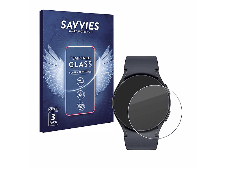 SAVVIES 3x 9H klares Schutzglas (für Samsung Galaxy Watch 6 (40 mm))