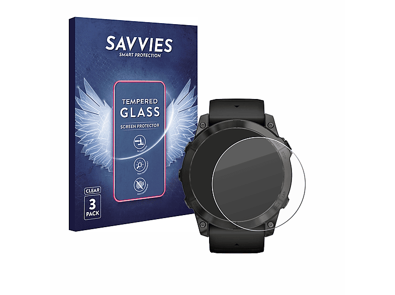 SAVVIES 3x 9H klares Schutzglas(für Garmin Epix Pro (Gen 2) (51 mm))