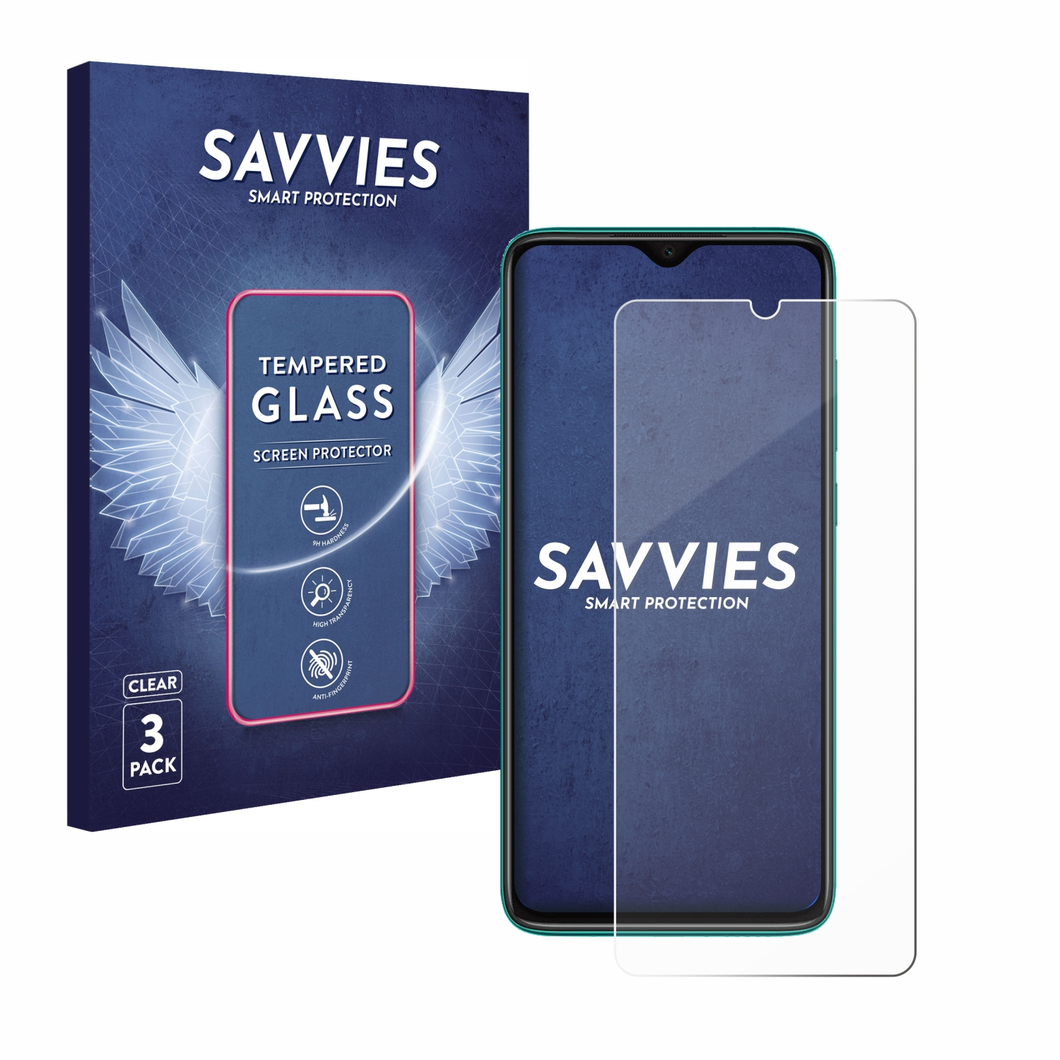 Schutzglas(für Pro) Xiaomi SAVVIES 8 Note klares 3x 9H Redmi