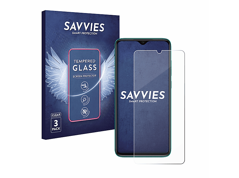 SAVVIES 3x 9H klares Schutzglas(für Note 8 Pro) Redmi Xiaomi