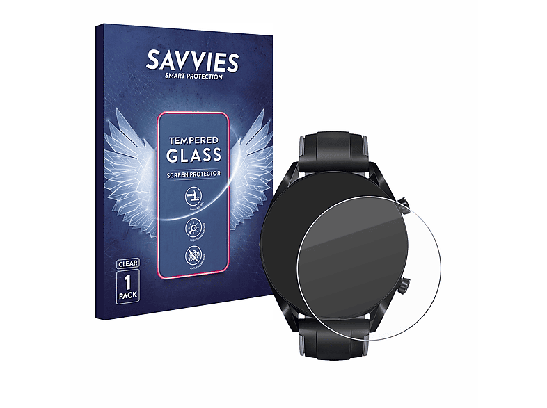 2 GT (46 Schutzglas(für Huawei Watch mm)) SAVVIES 9H klares