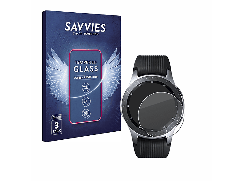 SAVVIES 3x 9H klares Schutzglas(für Samsung Galaxy Watch (46 mm))
