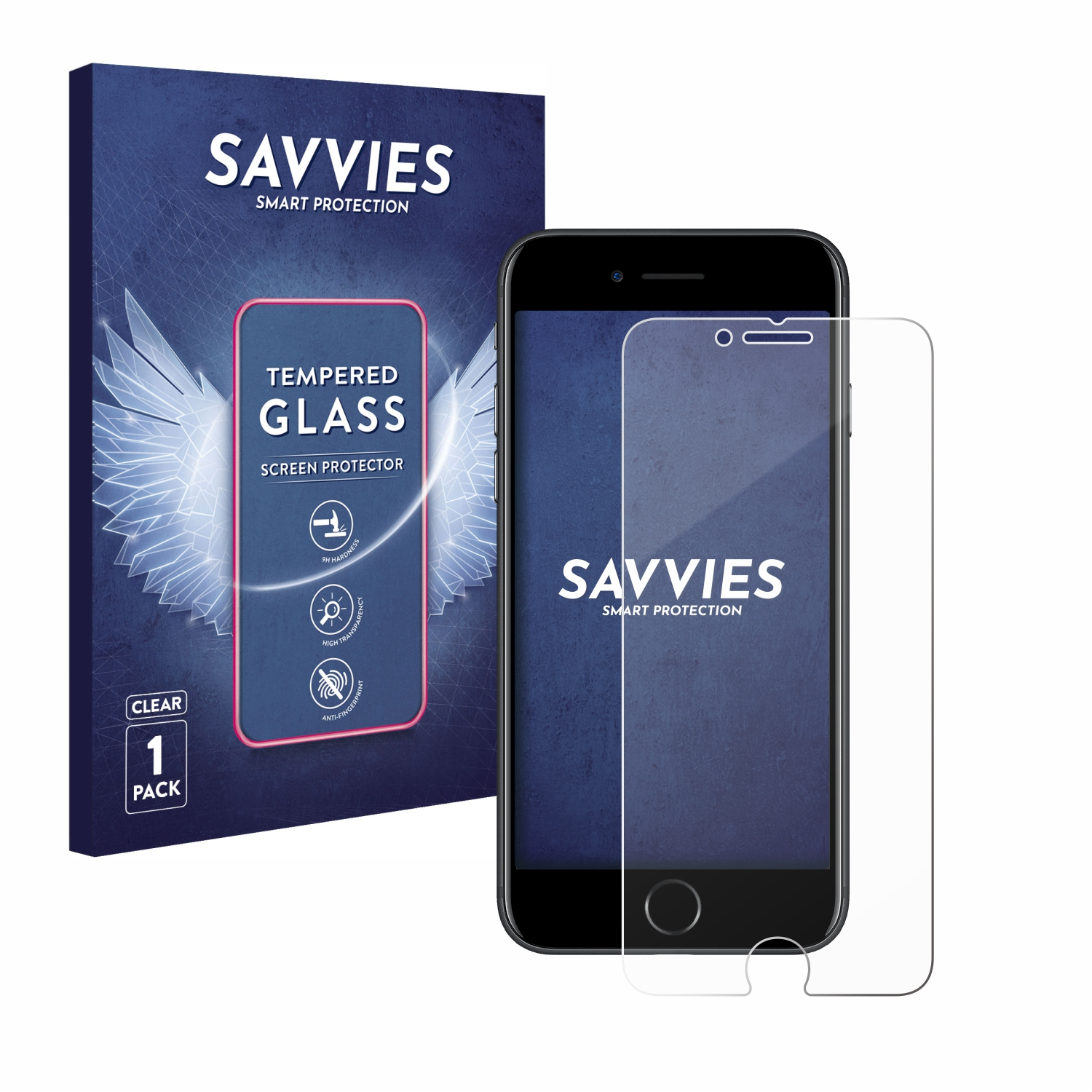 SAVVIES 9H klares Schutzglas(für Apple iPhone 7)