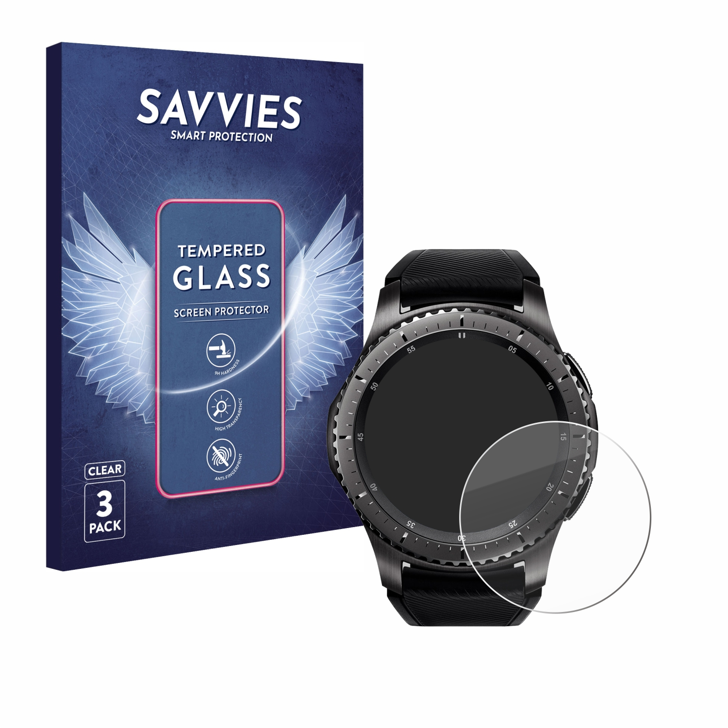 SAVVIES Samsung S3 9H 3x Gear Schutzglas(für klares Frontier)
