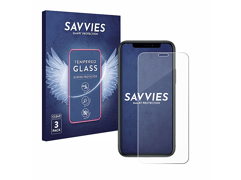 SAVVIES 3x 9H iPhone Apple 11 Schutzglas(für Pro) klares