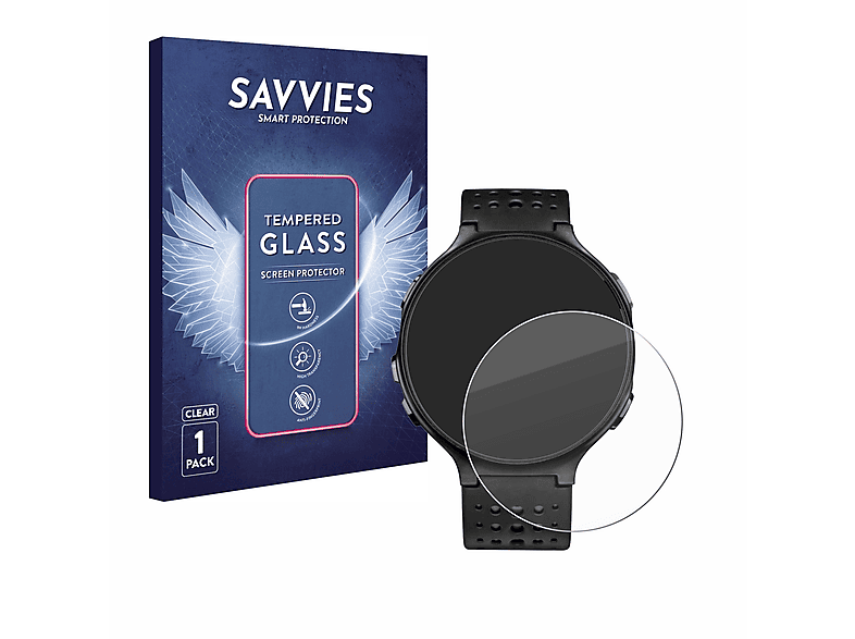 SAVVIES 9H klares Schutzglas(für Garmin Forerunner 235)