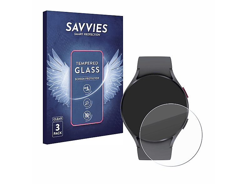 SAVVIES 3x 9H klares Galaxy (44mm)) 5 Samsung Watch Schutzglas(für