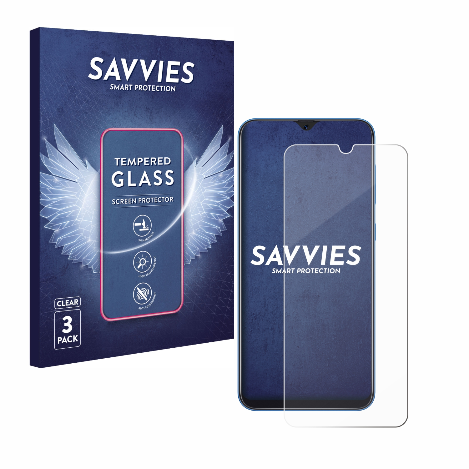 9H SAVVIES Samsung A50) Galaxy 3x Schutzglas(für klares