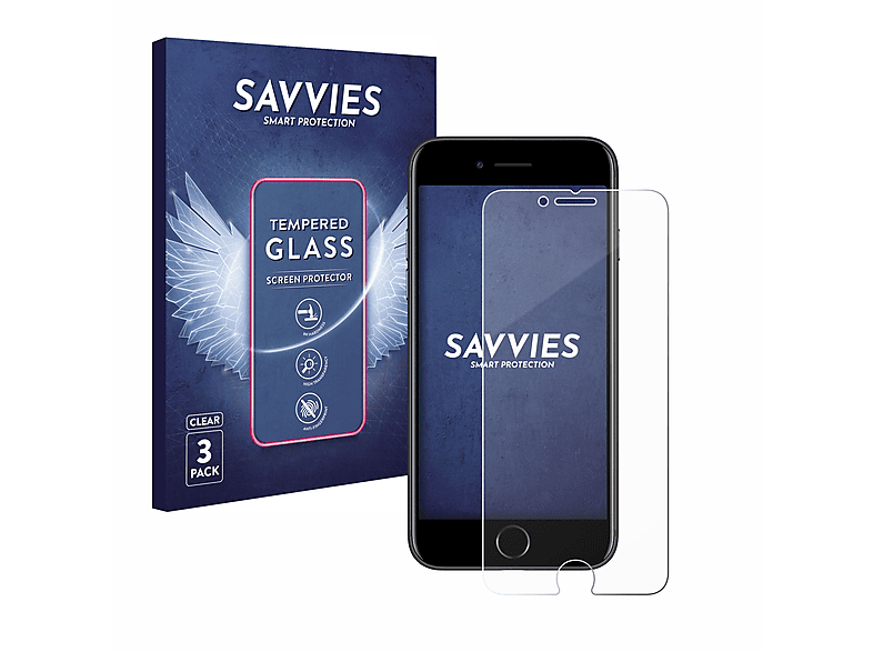 9H Schutzglas(für Apple klares SAVVIES iPhone 3x 7)