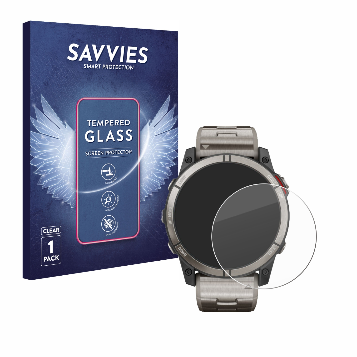 SAVVIES 9H klares Garmin quatix 7X) Schutzglas(für