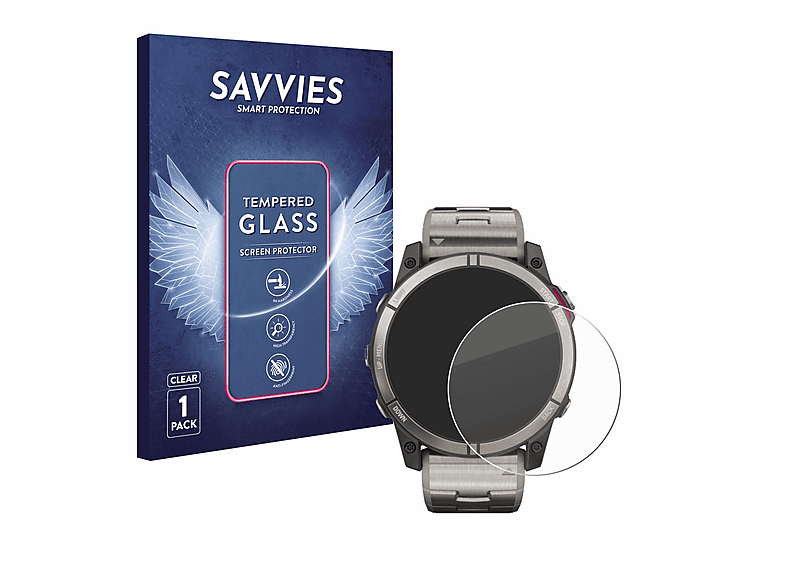 SAVVIES 9H klares Garmin quatix 7X) Schutzglas(für