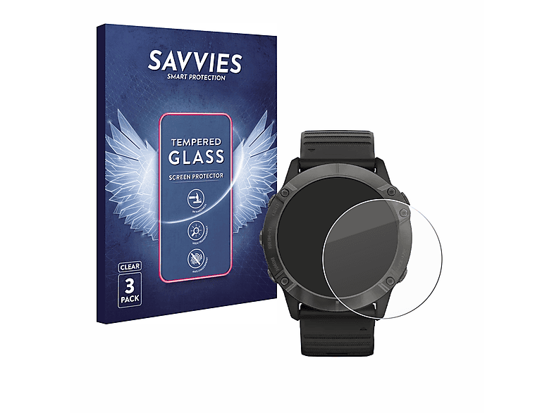 SAVVIES 3x Garmin 6X 9H klares Pro) Fenix Schutzglas(für