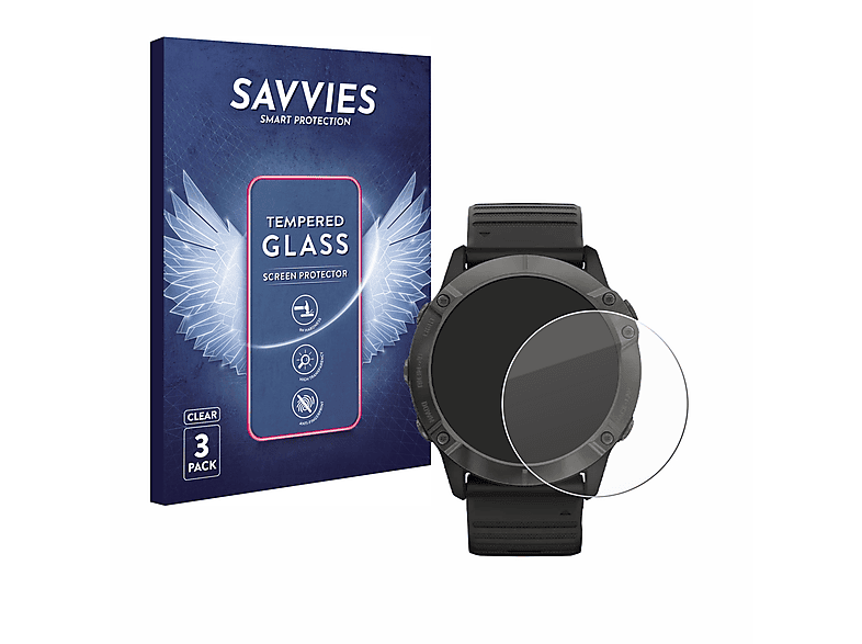 Fenix klares Pro) Garmin SAVVIES 6X 3x 9H Schutzglas(für