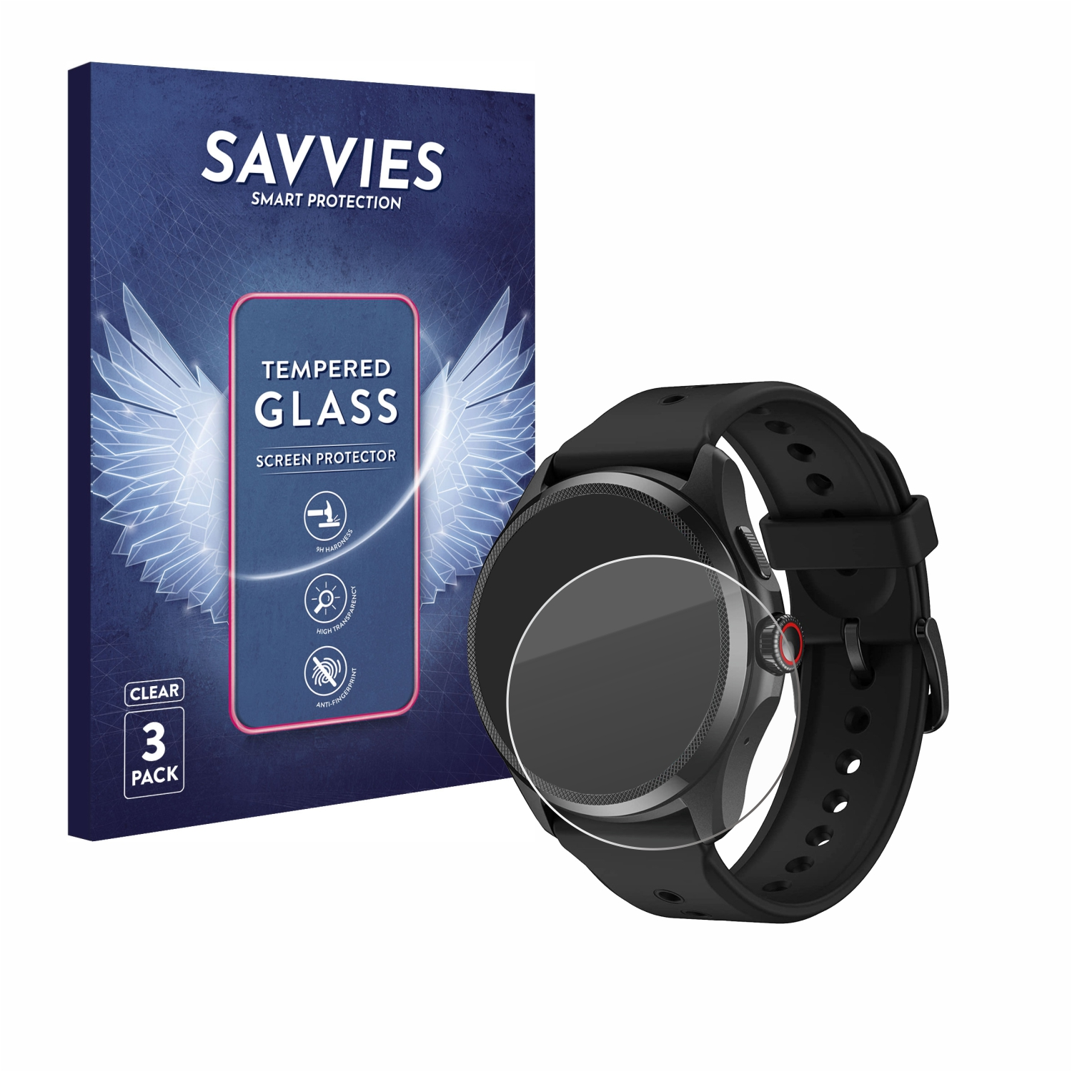 Schutzglas(für 9H Pro TicWatch 5) klares Mobvoi 3x SAVVIES