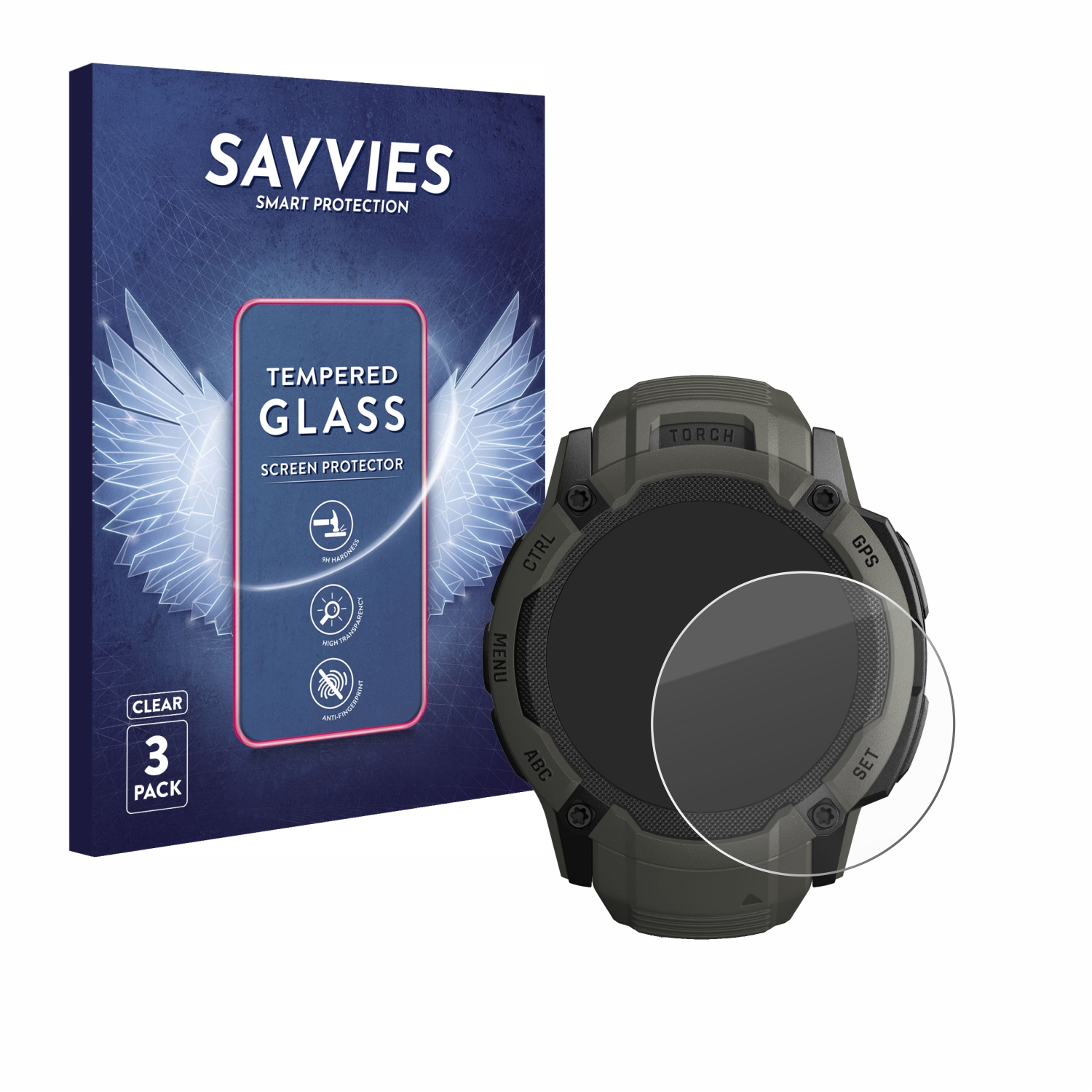SAVVIES 3x 9H Instinct Solar) Schutzglas(für klares Garmin 2X