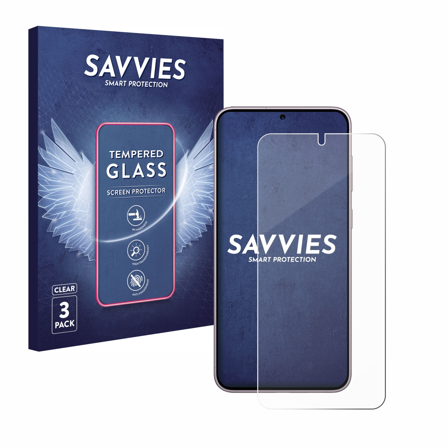 SAVVIES 3x klares 9H Schutzglas(für Samsung Galaxy S23)