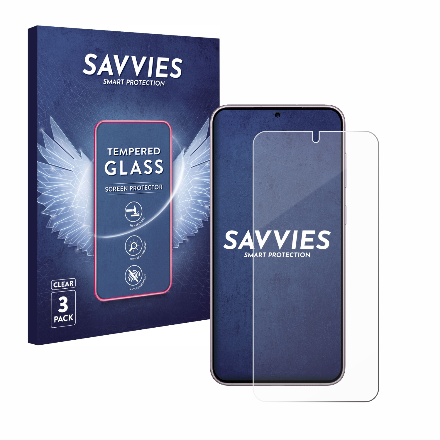 SAVVIES 3x 9H klares Schutzglas(für Galaxy Samsung S23)