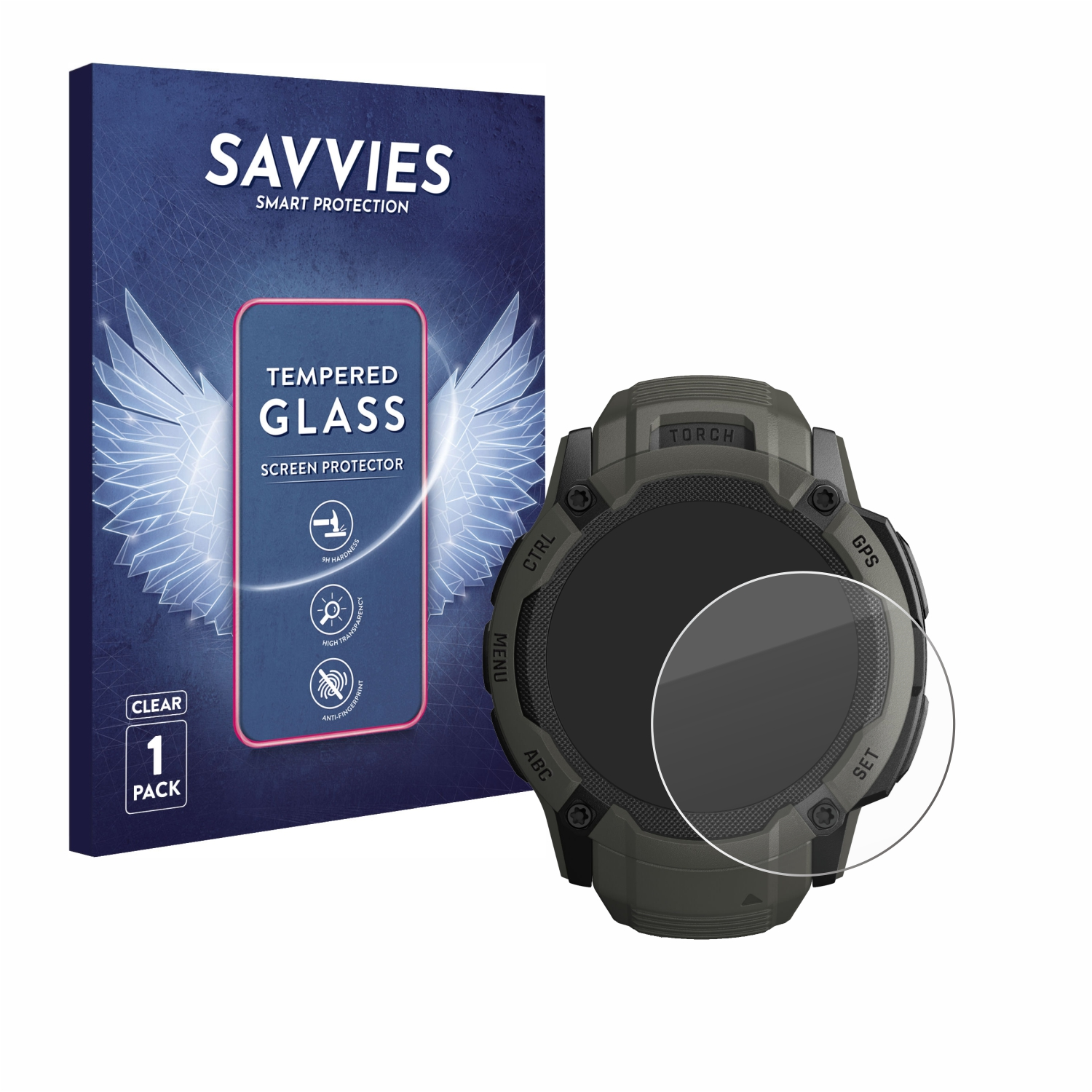 SAVVIES 9H klares Instinct Solar) 2X Schutzglas(für Garmin