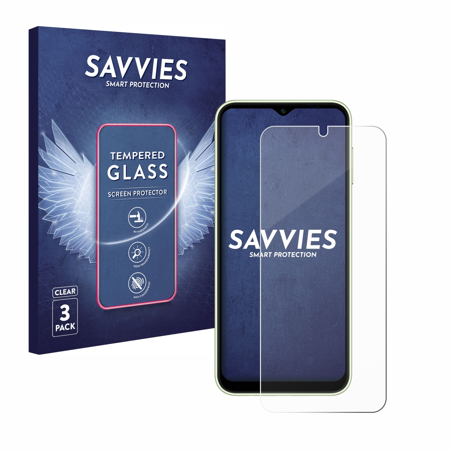 klares Schutzglas(für A14 Galaxy 9H Samsung 4G) SAVVIES 3x