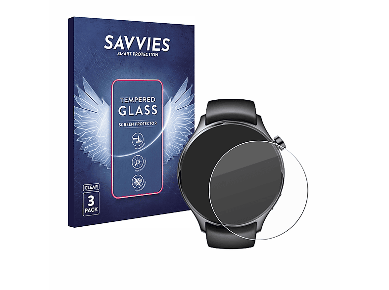 SAVVIES 3x 9H klares Schutzglas(für Xiaomi Watch S1 Pro)