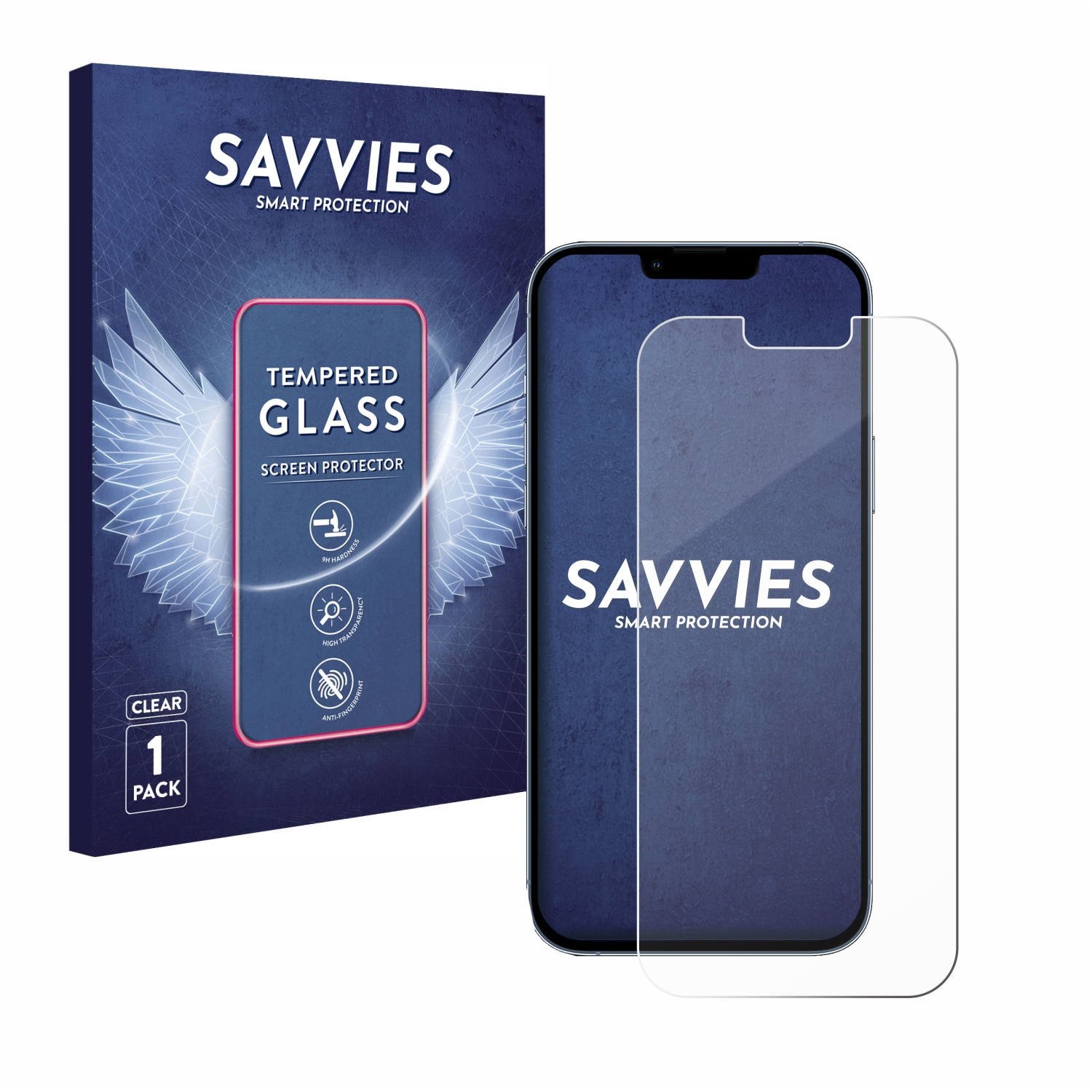 Telefon und Displayschutz mit Box. Schutz ist klar, Box sagt Savvies.