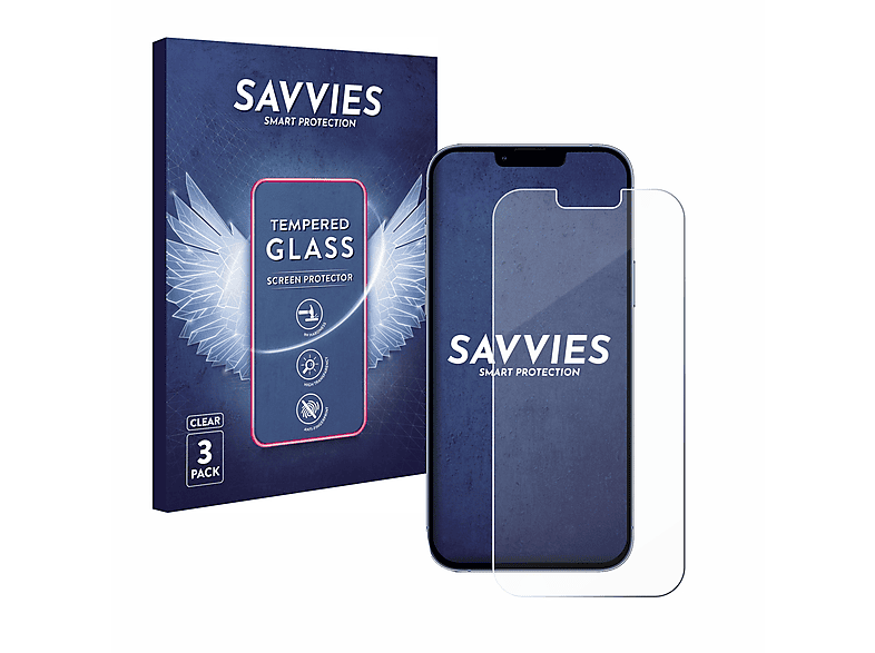 SAVVIES Pro 3x 13 Schutzglas(für 9H Max) Apple klares iPhone