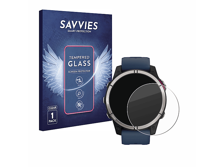 SAVVIES 9H klares Schutzglas (für Garmin quatix 7)