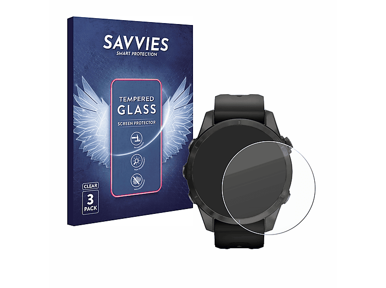 SAVVIES 3x 9H klares Schutzglas(für Garmin Epix Pro (Gen 2) (42 mm))