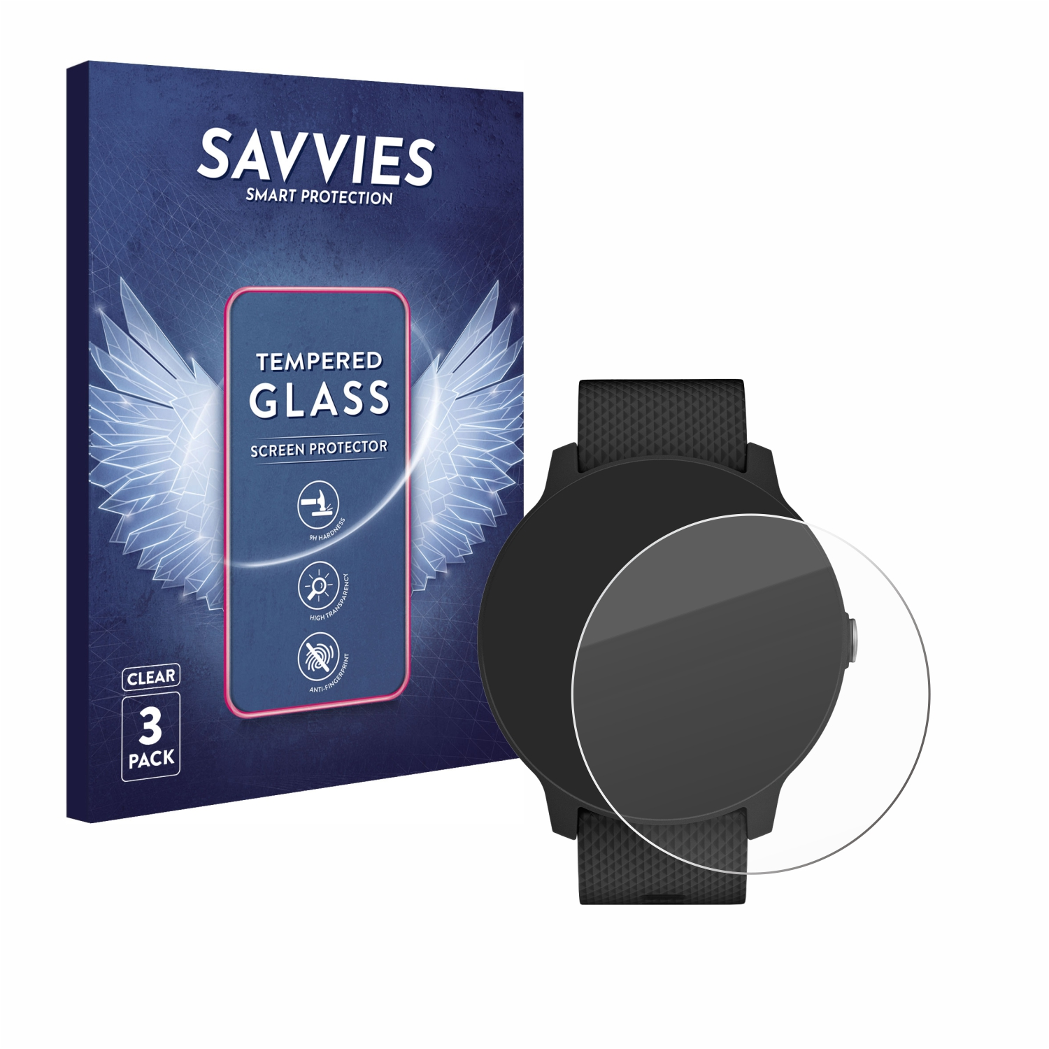 SAVVIES 3x 9H klares Schutzglas(für 3 Music) vivoactive Garmin