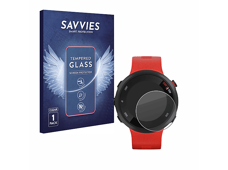 SAVVIES 9H klares Schutzglas(für Garmin Forerunner 45) | Smartwatch Schutzfolien & Gläser
