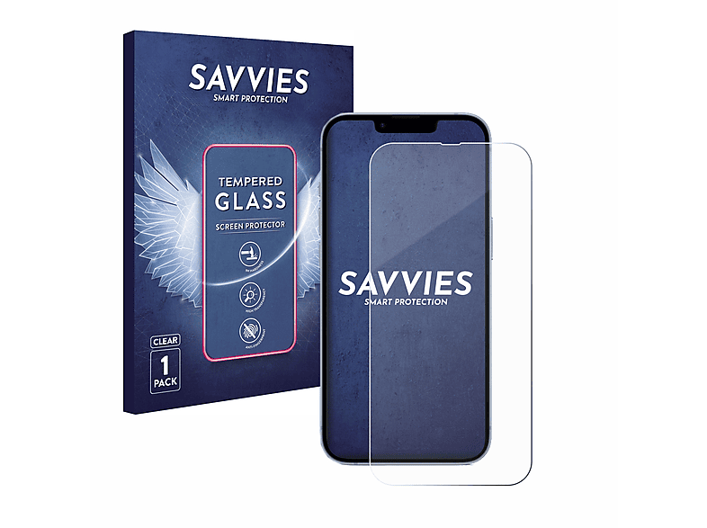 SAVVIES iPhone 9H Apple klares 14) Schutzglas(für