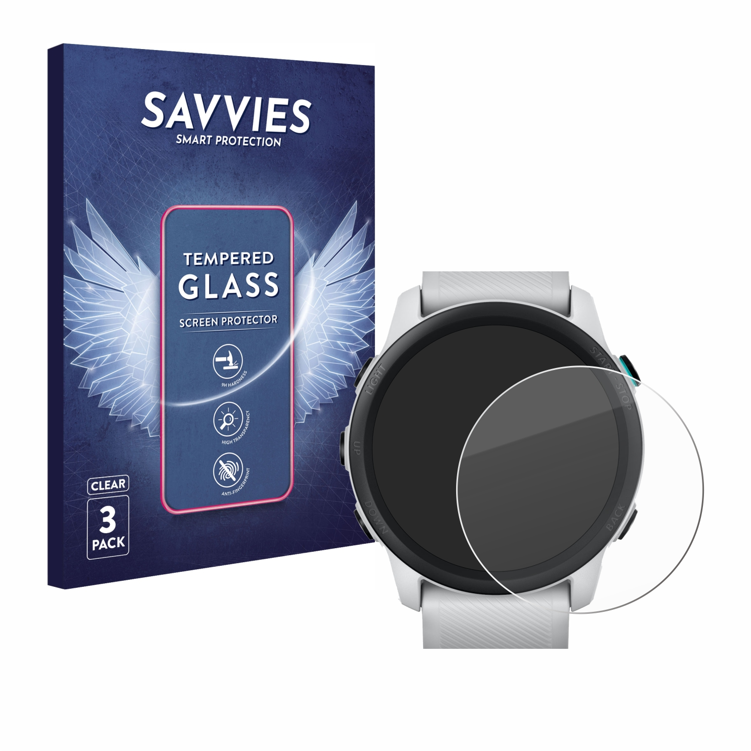 SAVVIES 3x 745) Schutzglas(für Garmin klares 9H Forerunner