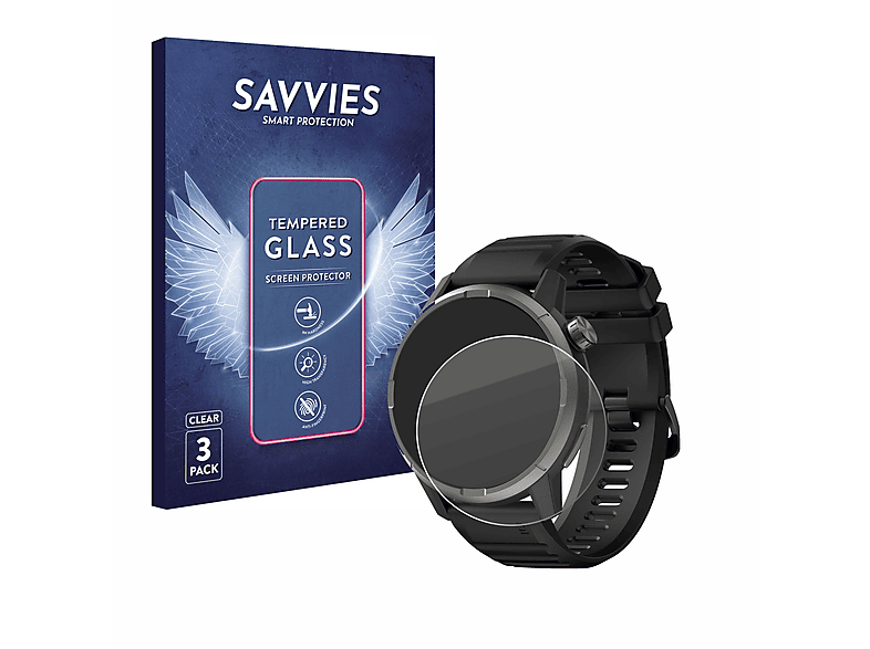 SAVVIES 3x 9H klares Schutzglas(für Kiprun 900 by Coros) GPS
