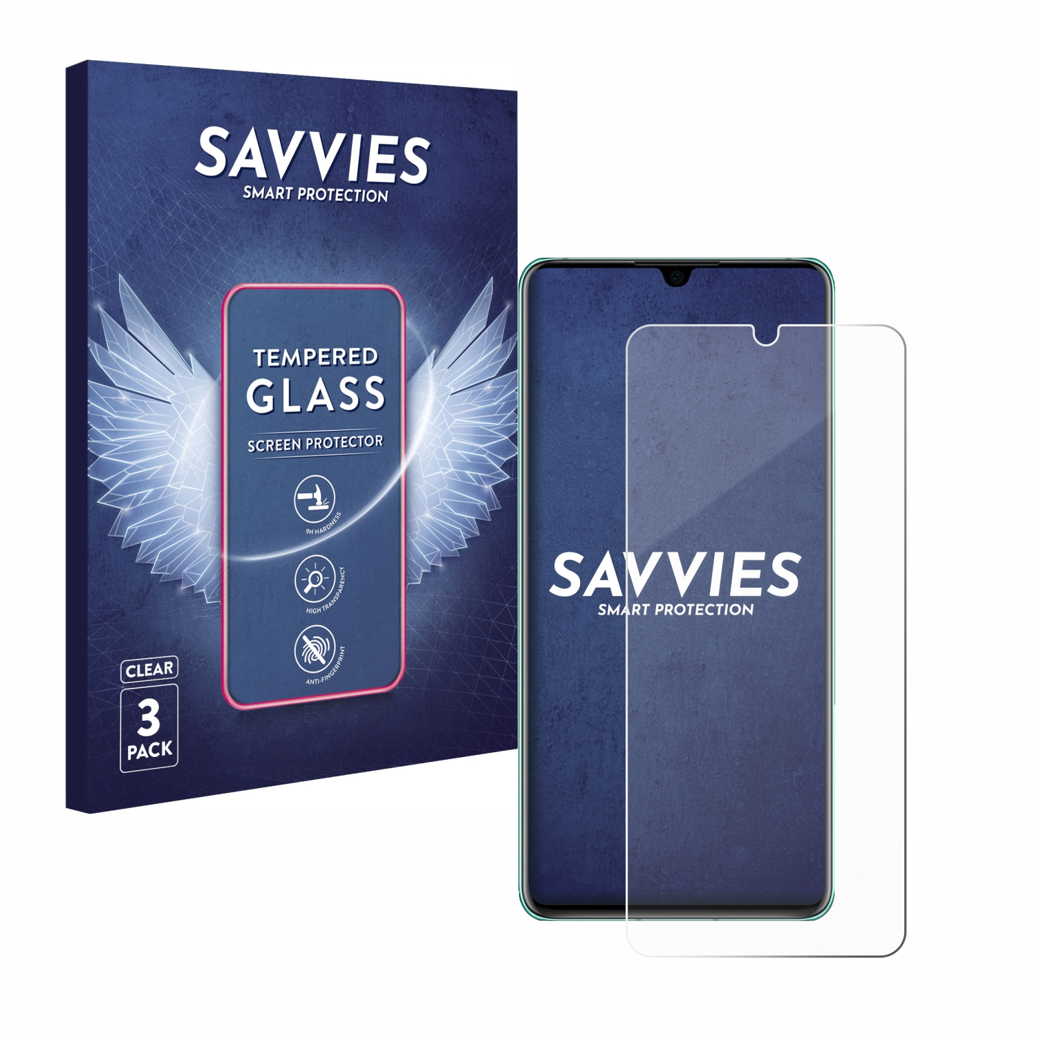 SAVVIES 3x 9H Huawei P30) Schutzglas(für klares