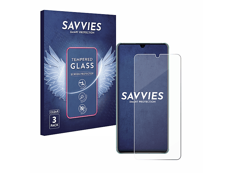 SAVVIES 3x 9H klares Schutzglas(für Huawei P30)