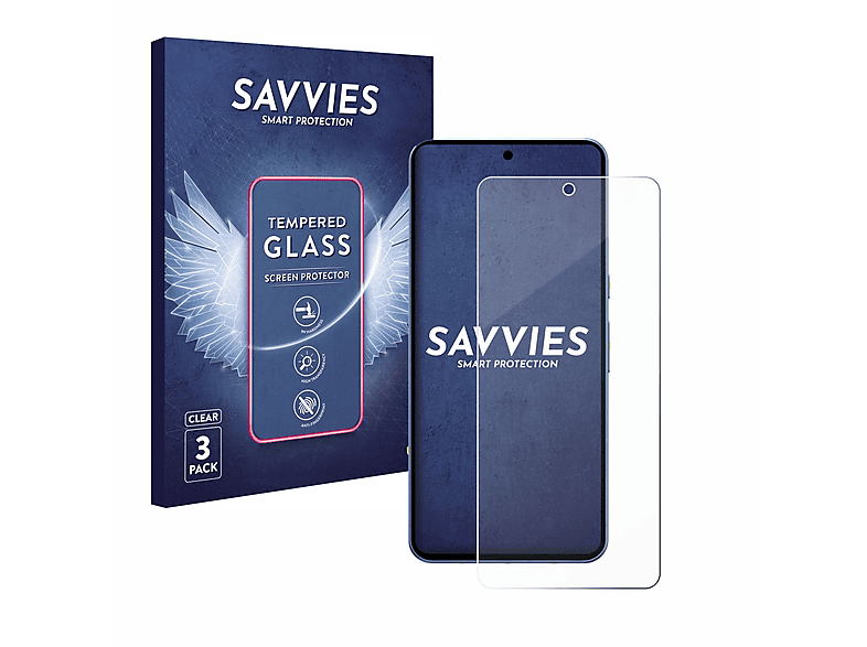 SAVVIES 3x 9H klares Schutzglas(für Google Pixel 8 Pro)