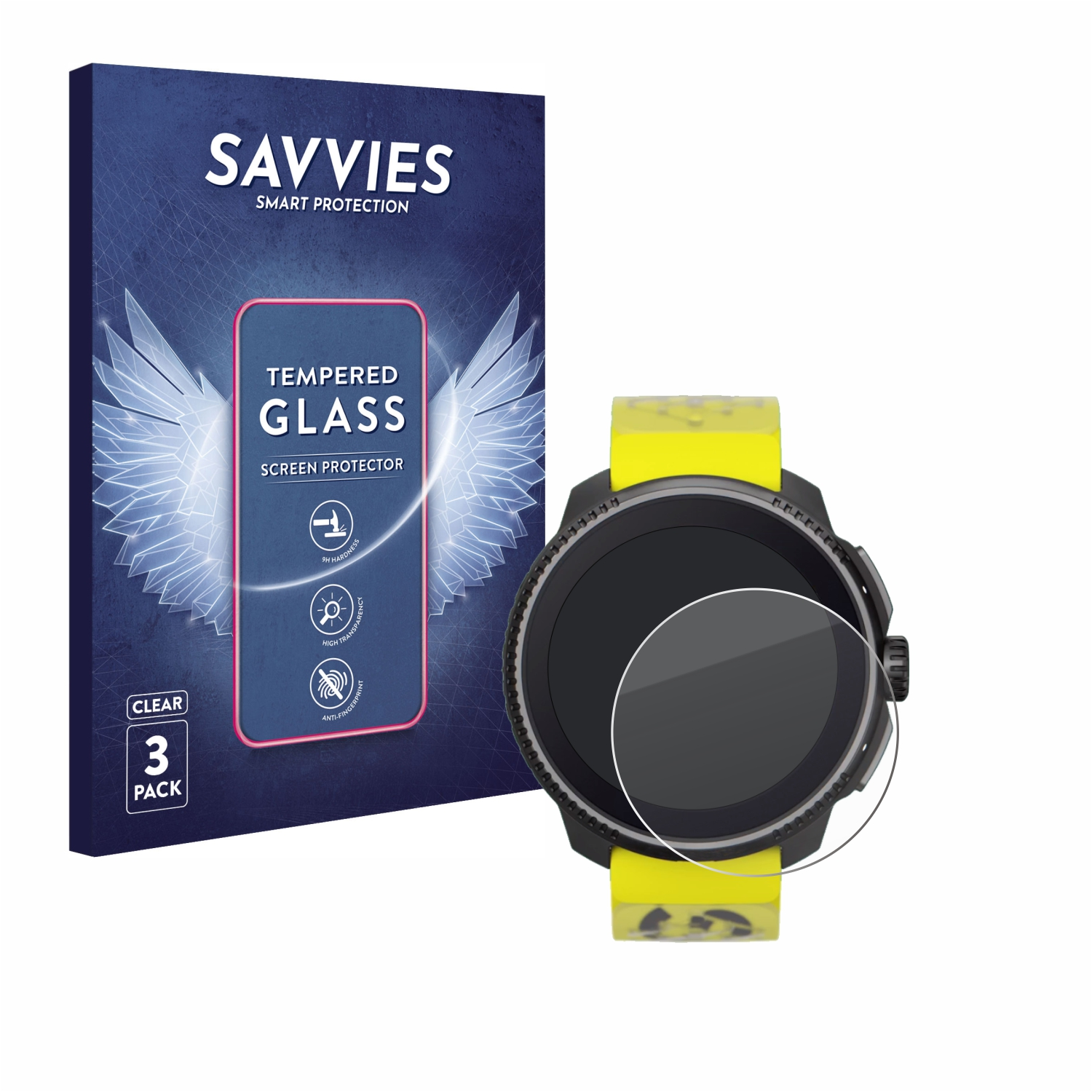SAVVIES 3x 9H Race) Schutzglas(für klares Suunto