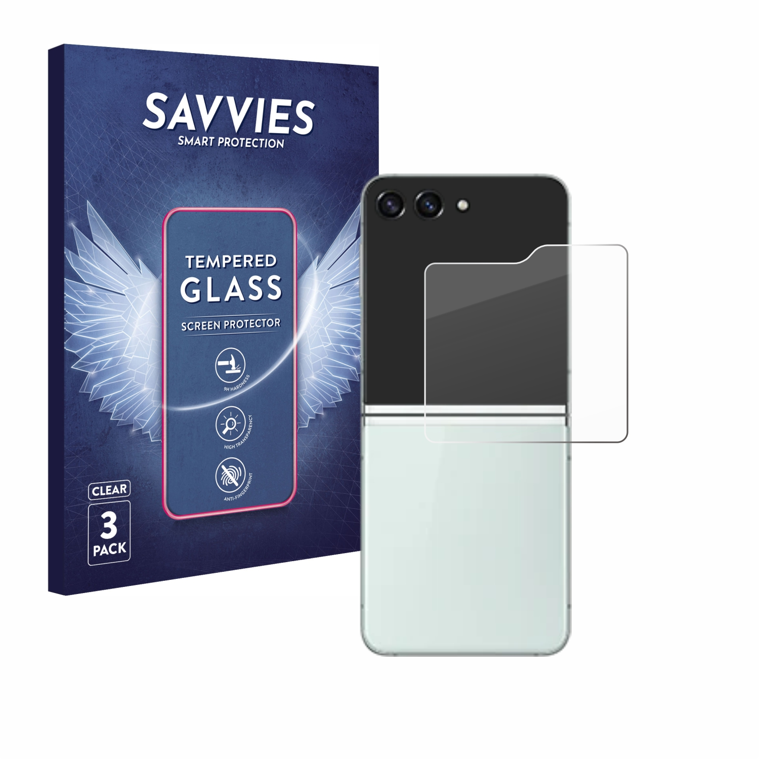SAVVIES 3x 9H klares Schutzglas(für Z Flip Samsung 5) Galaxy