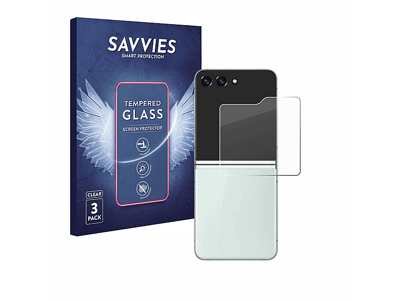 klares Samsung Galaxy Schutzglas(für 5) Flip 9H Z SAVVIES 3x