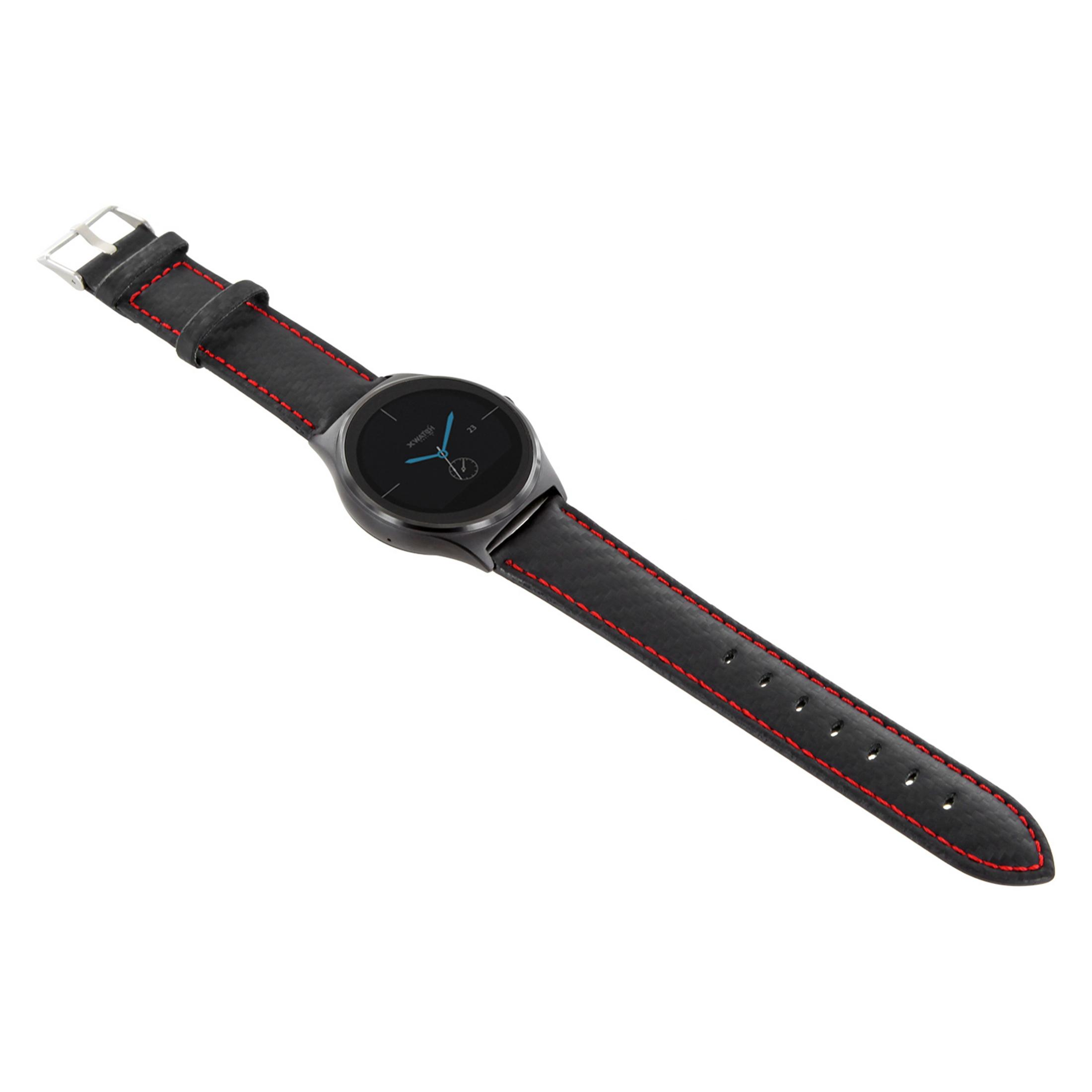 x PRIME XW II 22 Black 54016 Armband: X-WATCH XLYNE mm, Chrome BLACK / Black Red Gehäuse: RED Echtleder, 210 - QIN mm Carbon Metall Smartwatch CARBON