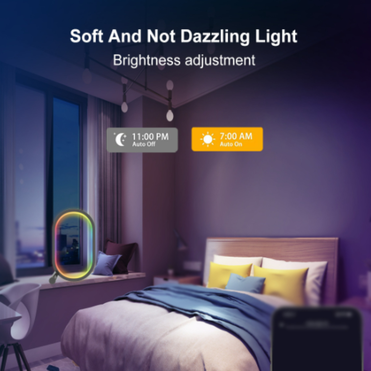 LACAMAX RGB-Ambientelicht - WiFi-Konnektivität, Beleuchtung, Licht Weiß, Deko einstellbar Schwarz, weiches Gelb Sprachsteuerung