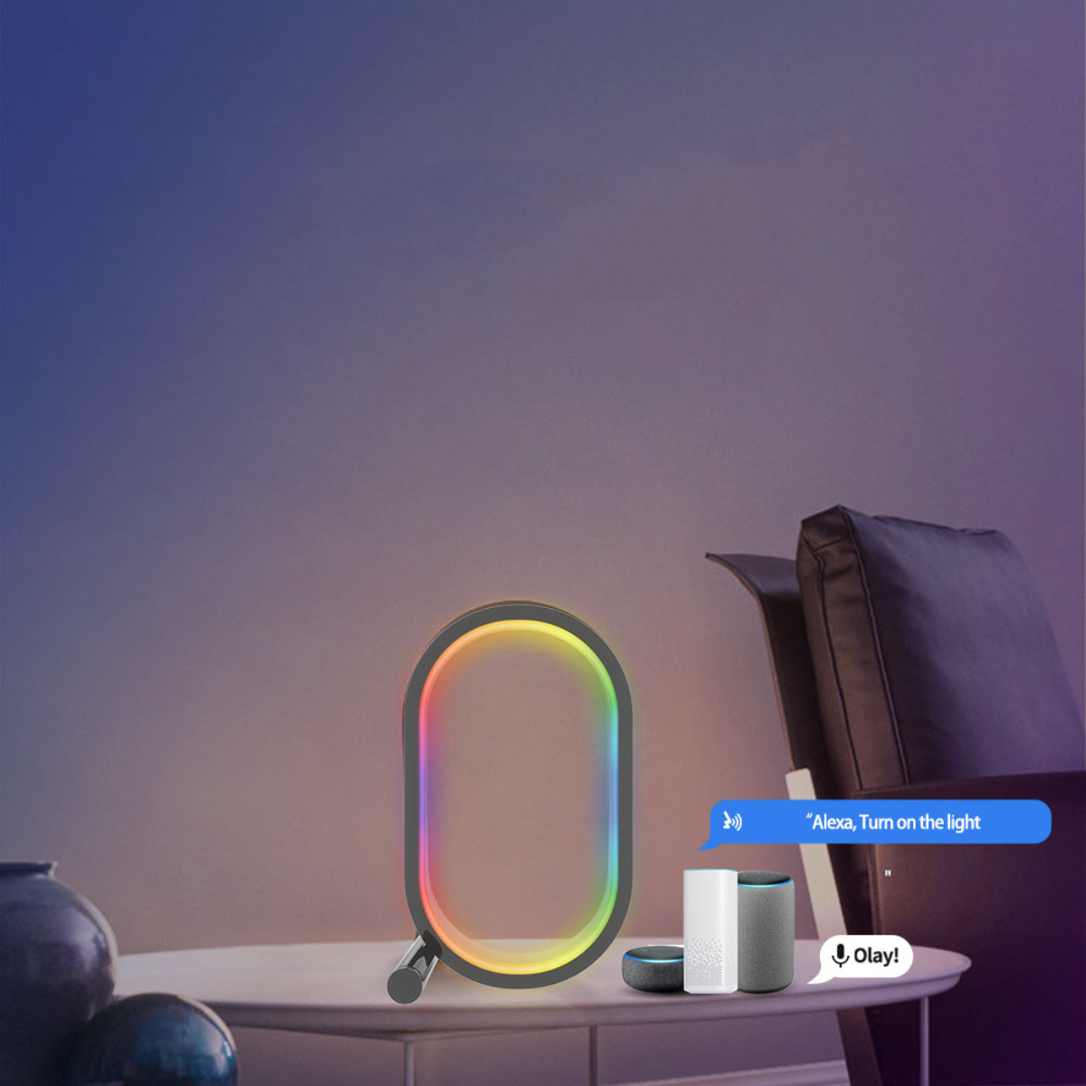 LACAMAX RGB-Ambientebeleuchtung - Bluetooth-Konnektivität, einstellbar Deko Licht Beleuchtung, sanftes Weiß, Gelb Schwarz, Sprachsteuerung
