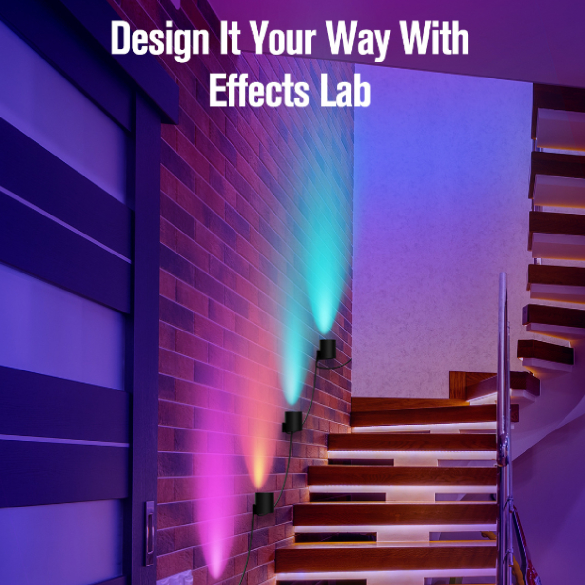 LACAMAX Sechs installierte LED-Wandleuchten - RGB-Leuchtfarben, Deko Bluetooth-Verbindung Beleuchtung, Gelb Weiß, Schwarz